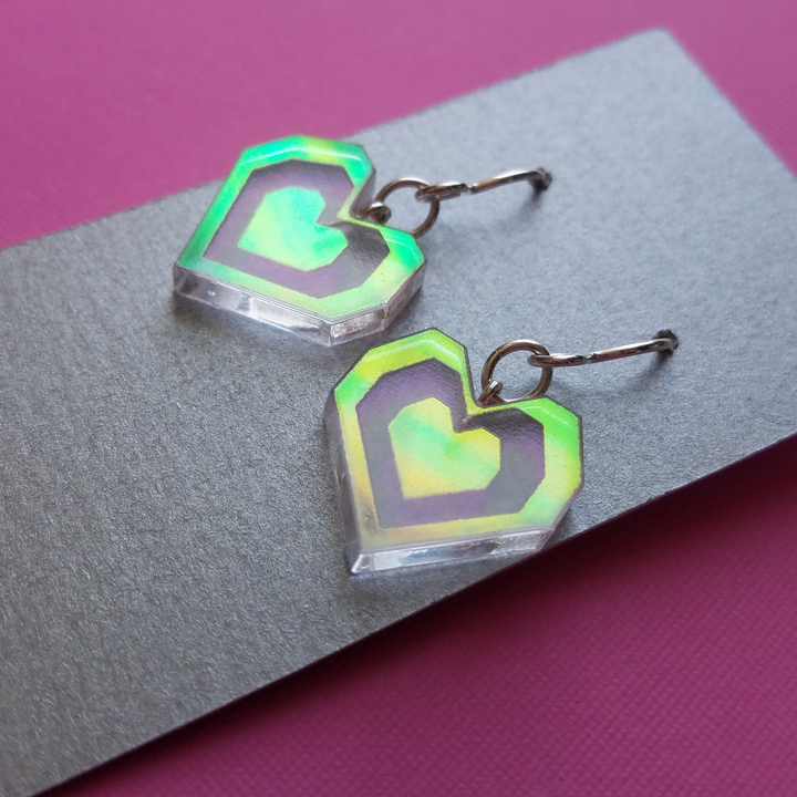 Acrylic Dangle Heart Earrings