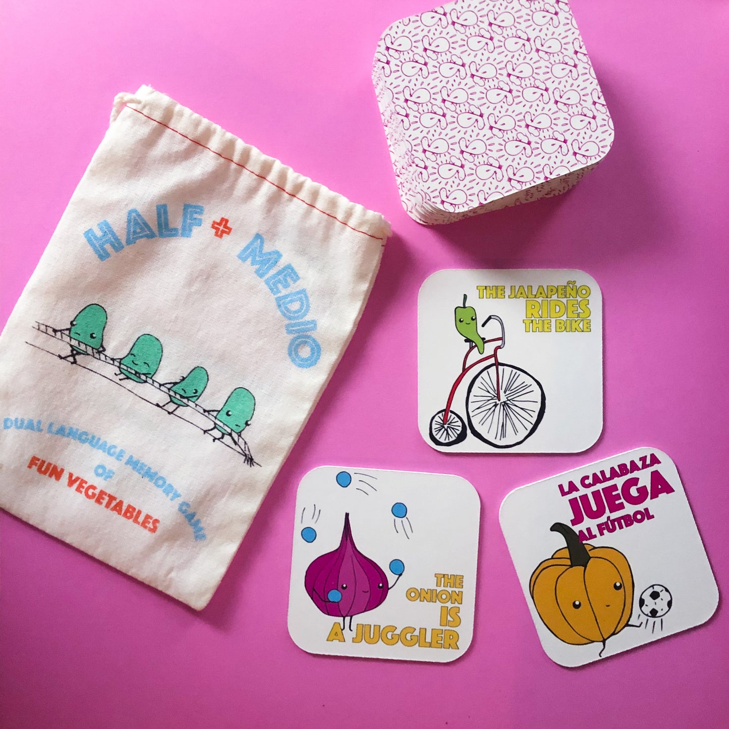 Game - Half & Medio Vegetables - Spanish/English Bilingual Memory Game