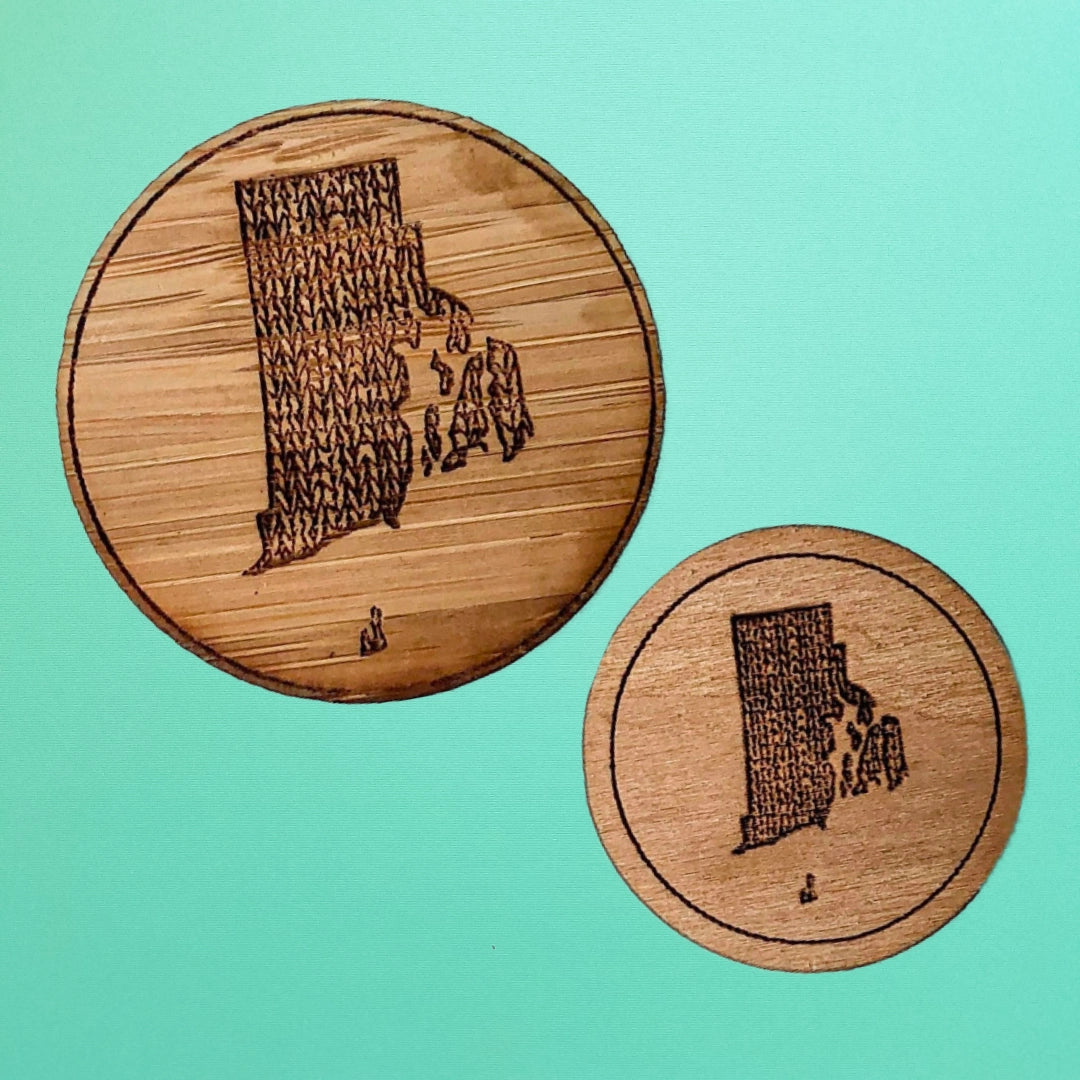 Rhode Island Map Wooden Magnet