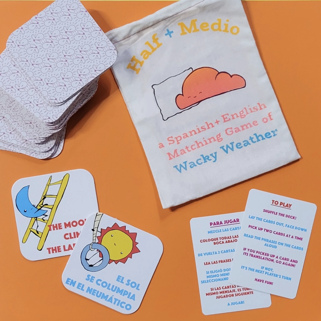 Half & Medio Wacky Weather - Spanish-English Bilingual Memory Game