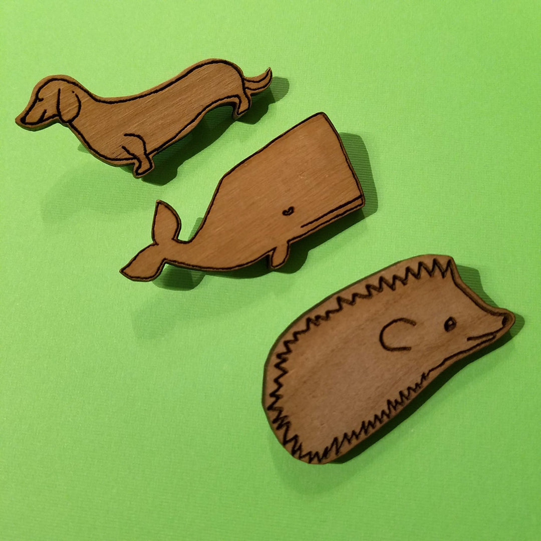 Handmade Wooden Animal Pins