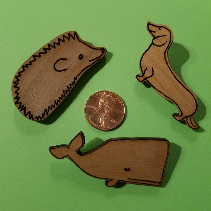 Handmade Wooden Animal Pins