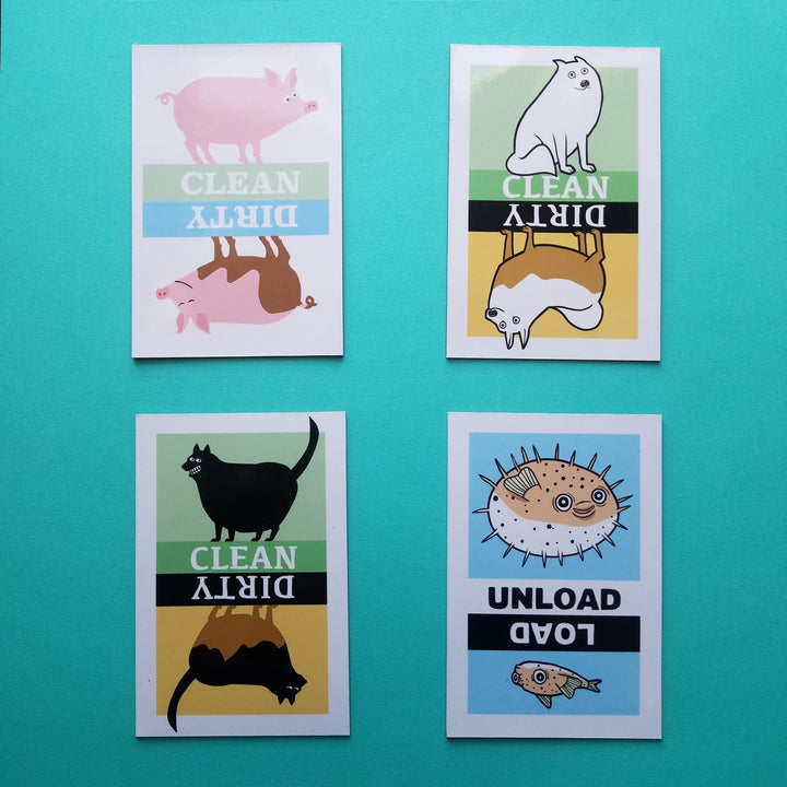 Clean or Dirty Animal Dishwasher Magnets