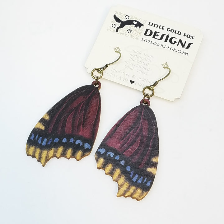 Little Gold Fox Wooden Earrings